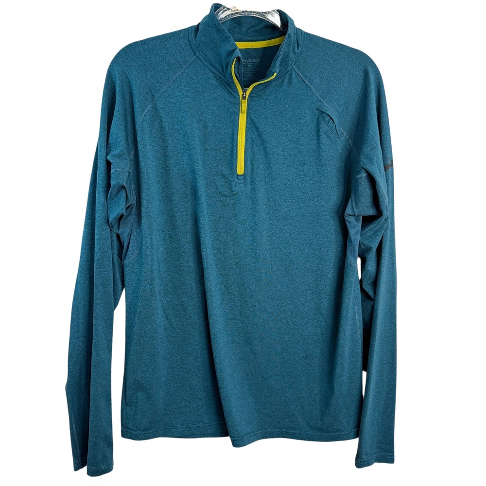 Brooks Mens Dash 1/2 Zip Running Pullover Shirt Blue Heather Medium M